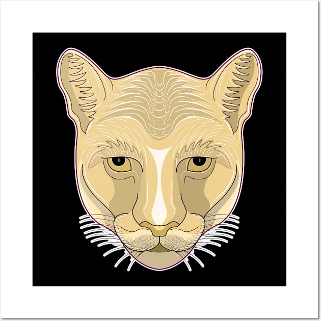 brown cougar face Wall Art by dwalikur